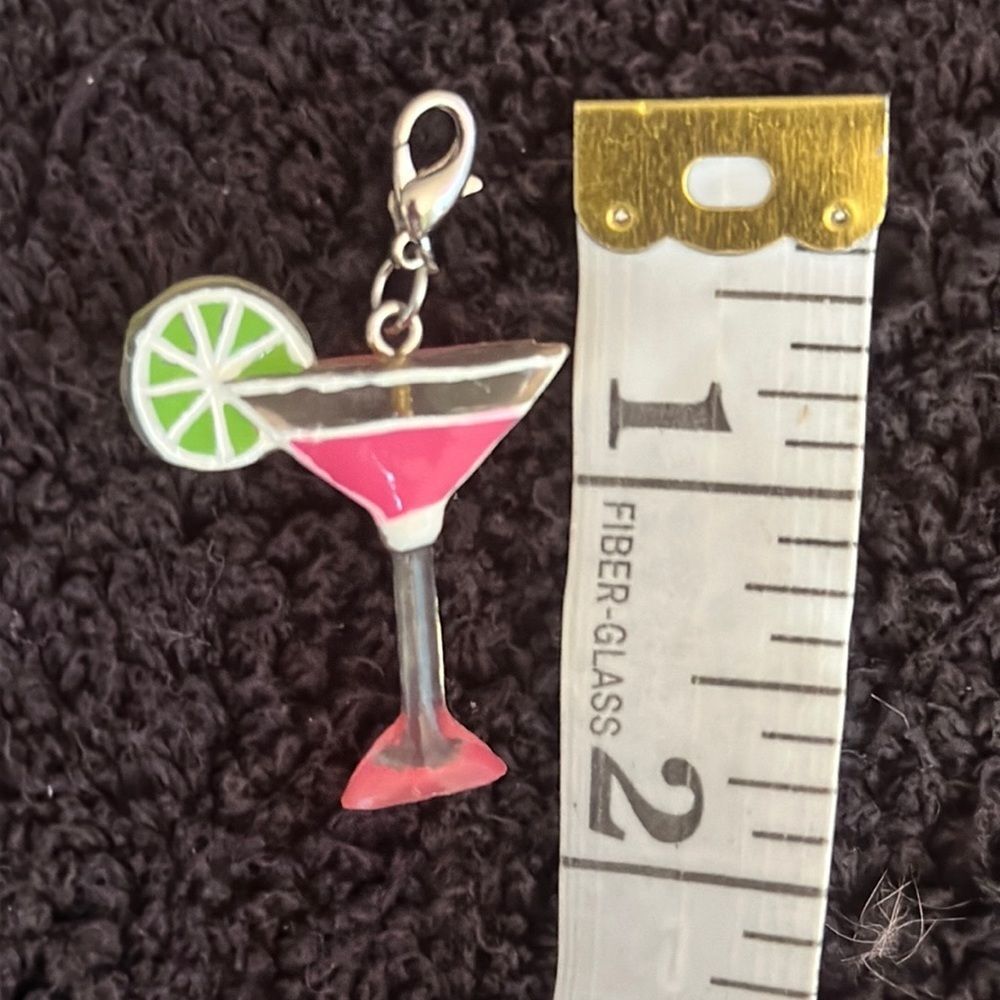 Margarita Glass with Lime Zipper Pull Charm Resin Drink-Themed Accessory